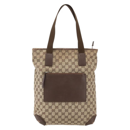 Gucci GUCCI GG Canvas Tote Bag Beige Silver 28892 Authentic 162386