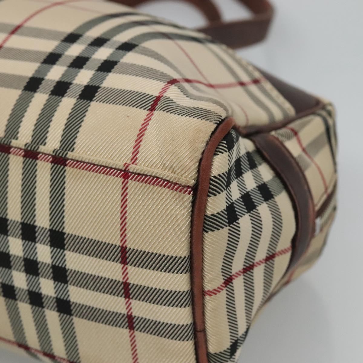 Burberry BURBERRY Nova Check Boston Bag Canvas Beige Authentic BD1812