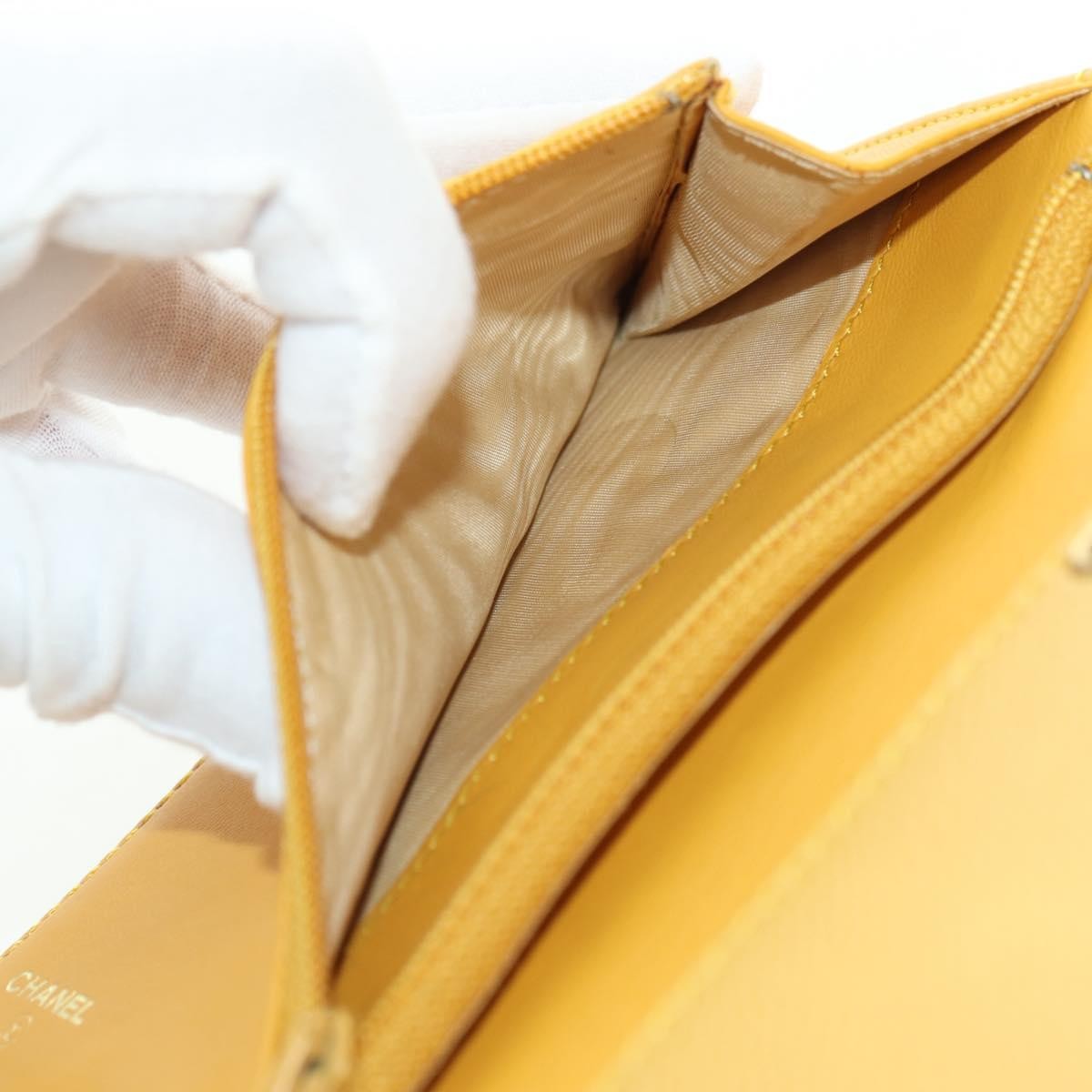 Chanel CHANEL Wallet Grained Calf Skin Yellow Gold CC Authentic 180395M Bag