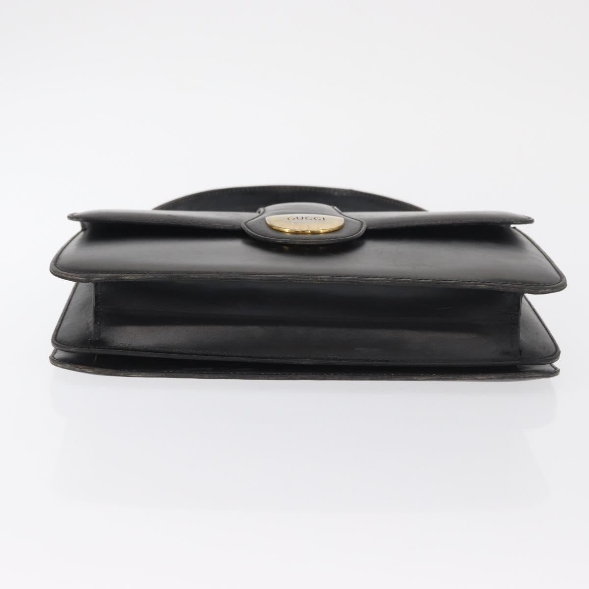 Gucci GUCCI Hand Bag Leather Gold Black Authentic 162764