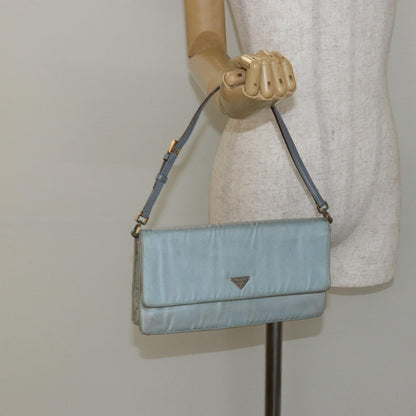 Prada PRADA Shoulder Bag Nylon Light Blue Gold Authentic 143505