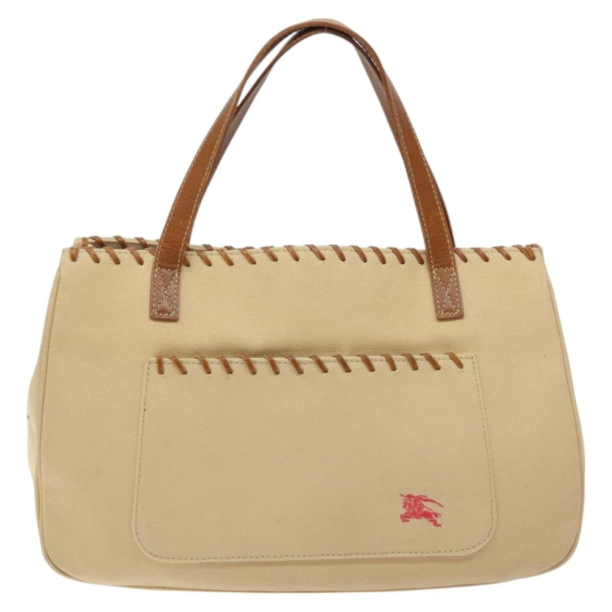 Burberry BURBERRY Blue Label Tote Bag Canvas Beige Silver Authentic bs27139