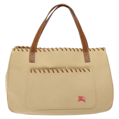 Burberry BURBERRY Blue Label Tote Bag Canvas Beige Silver Authentic bs27139