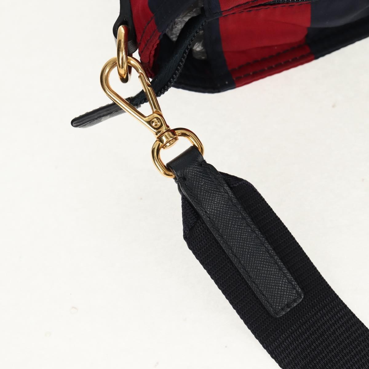 Prada PRADA Tote Bag Nylon 2way Red Navy gold Authentic 158700