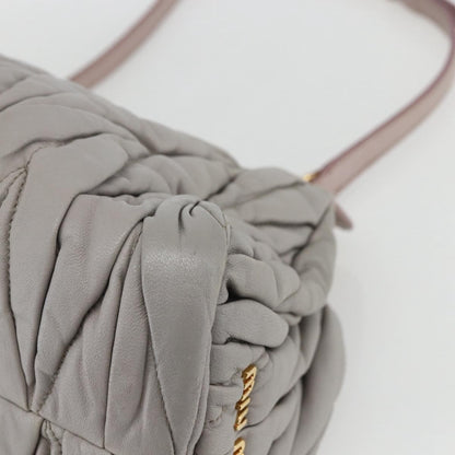 Miu Miu Miu Miu Matelasse Shoulder Bag Leather Gray Gold Authentic 162864