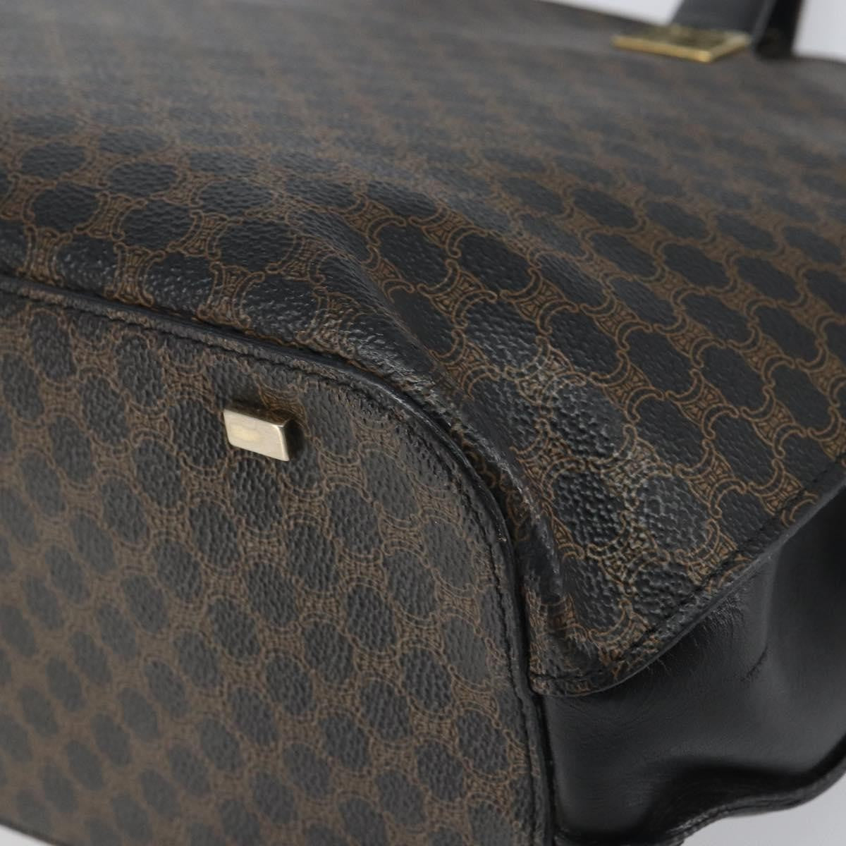 Celine CELINE Macadam Canvas Tote Bag PVC Leather Black Gold Authentic 168706