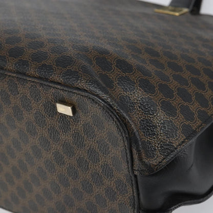 Celine CELINE Macadam Canvas Tote Bag PVC Leather Black Gold Authentic 168706