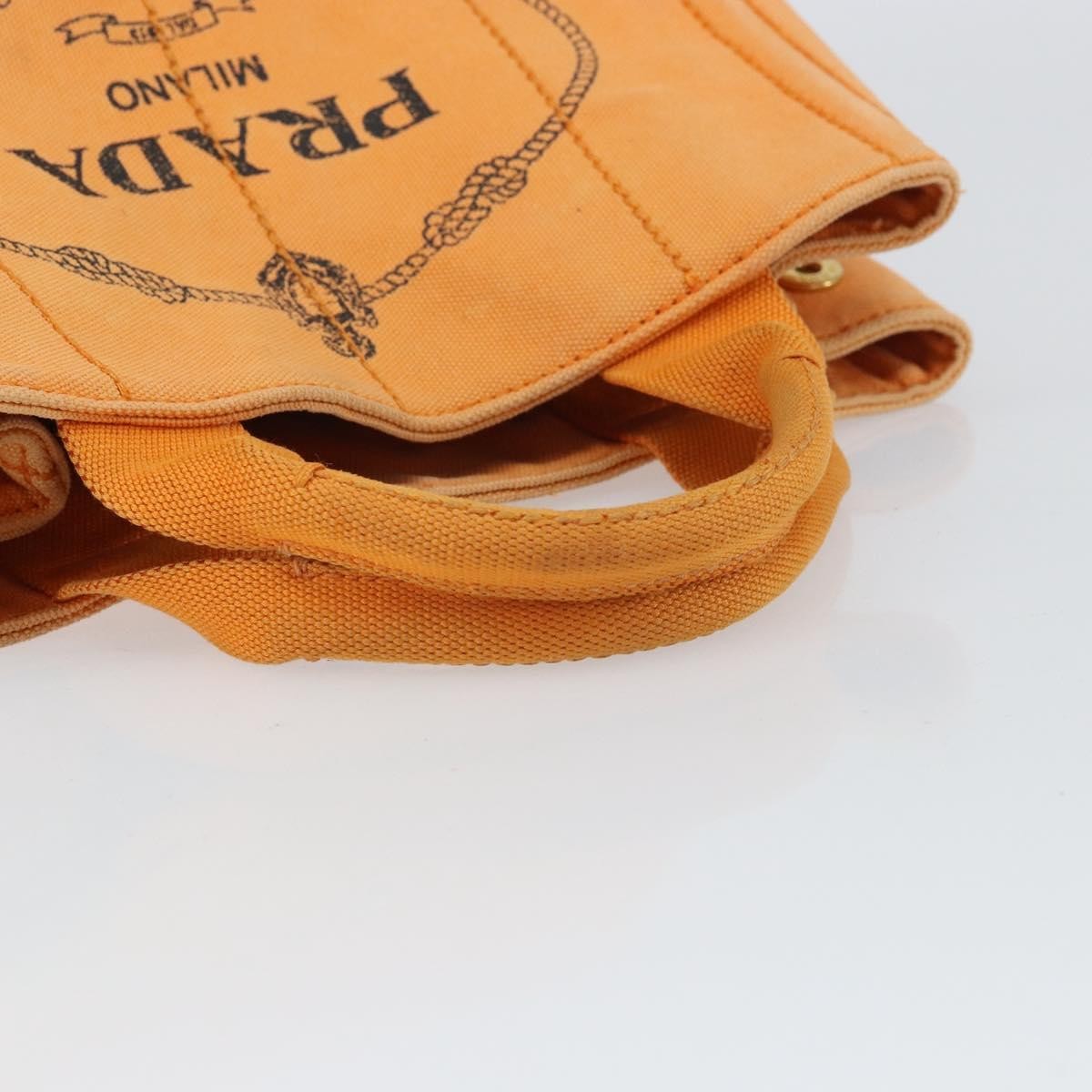 Prada PRADA Canapa PM Hand Bag Canvas Orange Gold Authentic 164219