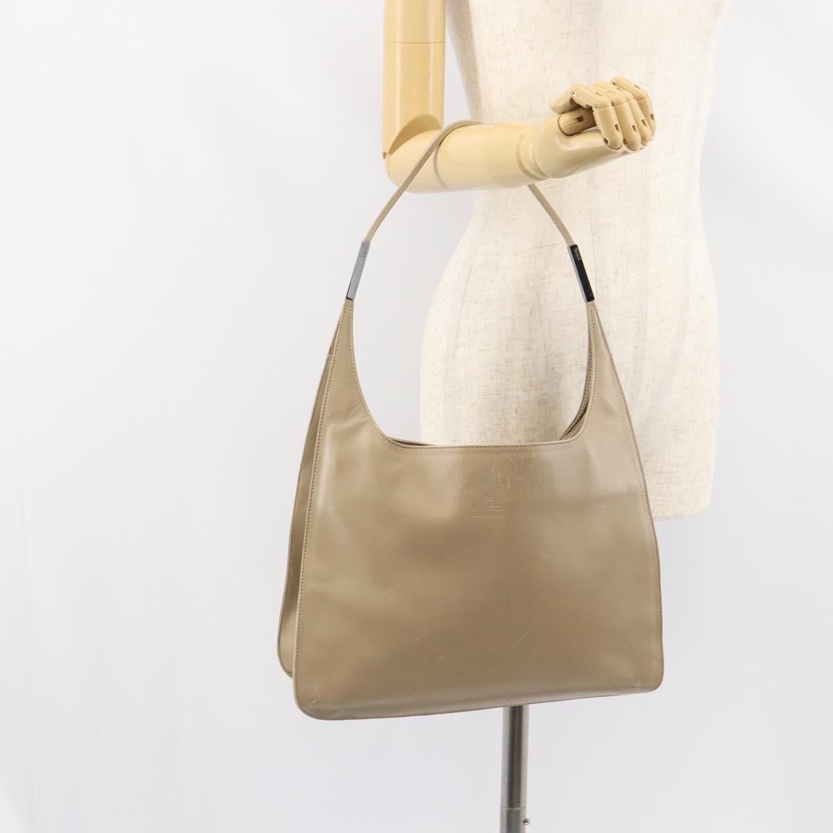 Gucci GUCCI Shoulder Bag Leather Beige Silver 001 3167 Authentic 151609