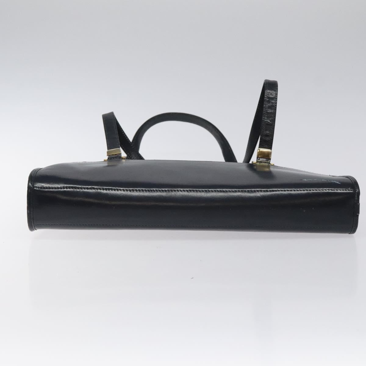 Dior Christian Dior Trotter Canvas Hand Bag Navy Gold Authentic MX415