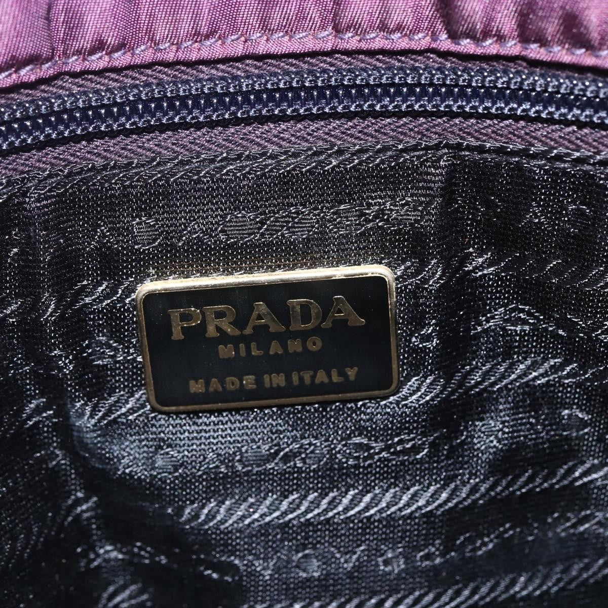 Prada PRADA Hand Bag Nylon Metal Purple Gold Authentic 155415