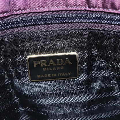 Prada PRADA Hand Bag Nylon Metal Purple Gold Authentic 155415
