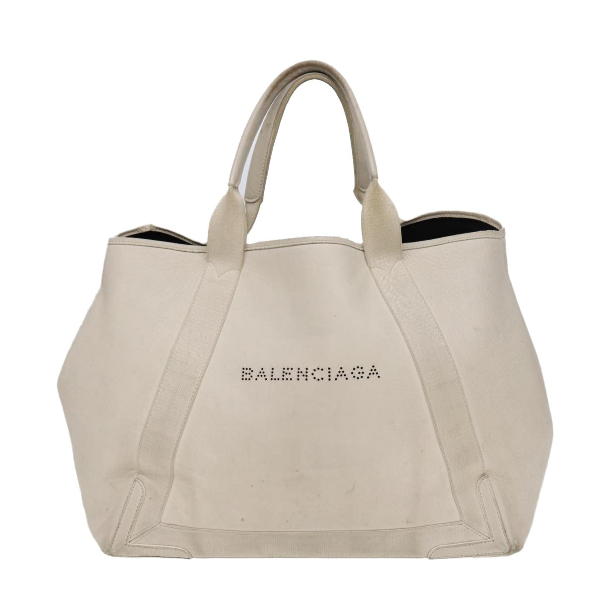 Balenciaga BALENCIAGA Navy Cabas Hand Bag Leather White Silver 339936 Authentic bs17140