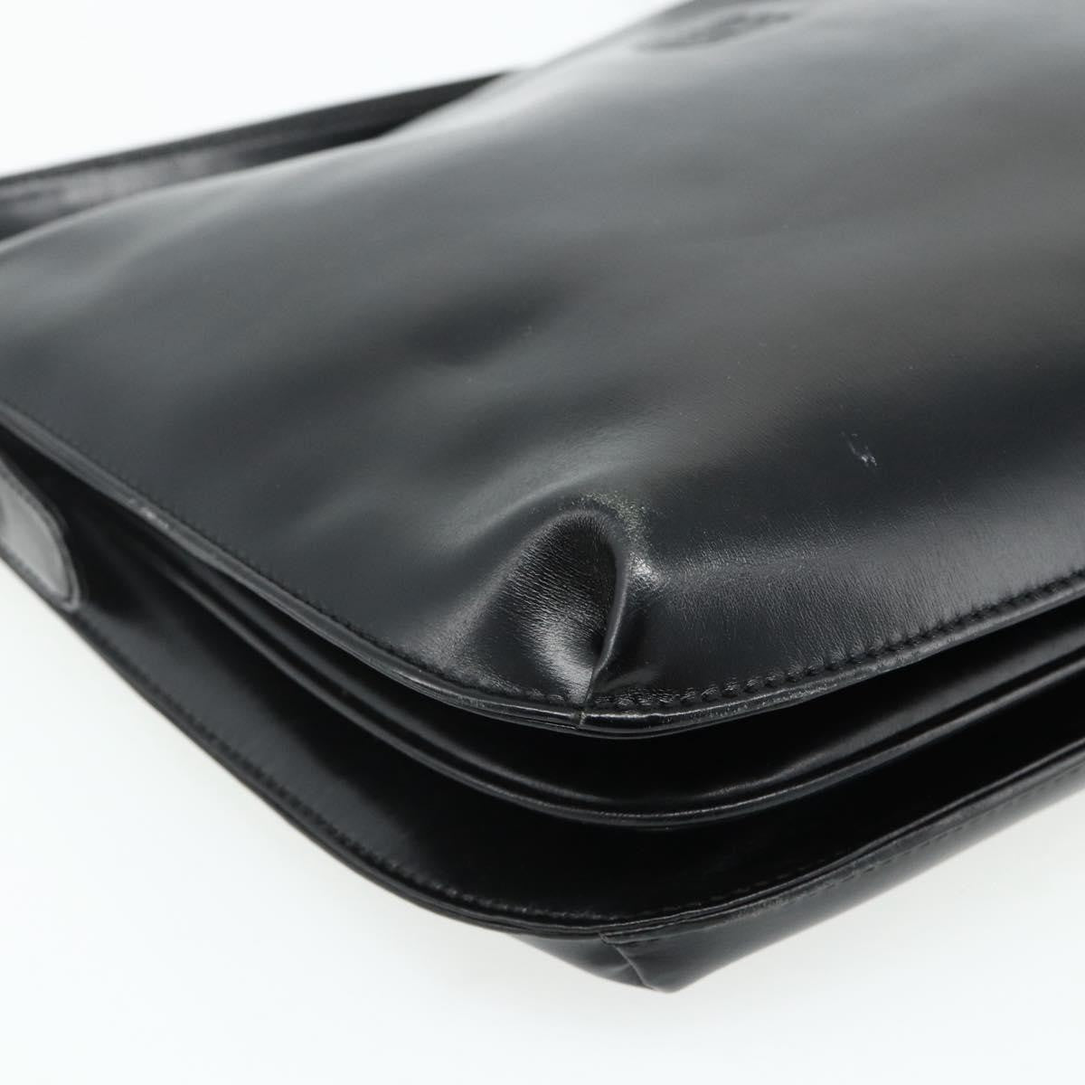 Loewe LOEWE Anagram Shoulder Bag Leather Black Gold Authentic 177548