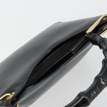 Gucci GUCCI Bamboo Shoulder Bag Leather Black Gold 001 3008 Authentic 182382