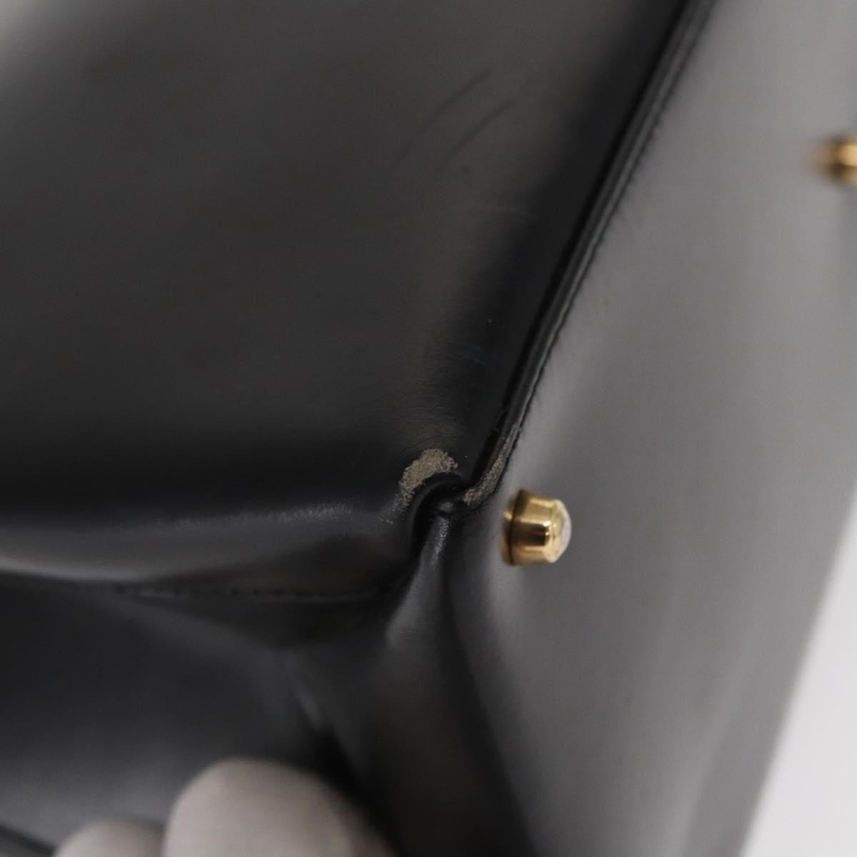 Gucci GUCCI Hand Bag Leather Black Gold Authentic BA9107