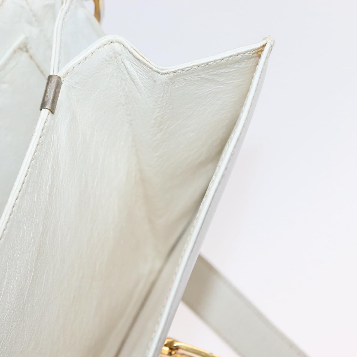 Celine CELINE Shoulder Bag Leather White Gold Authentic yk19773