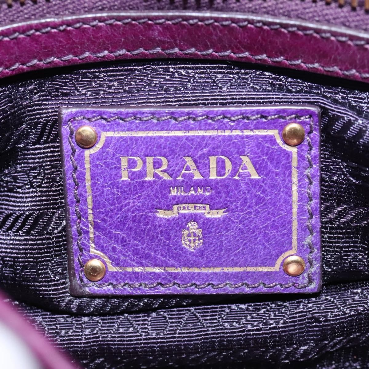 Prada PRADA Shoulder Bag Leather Purple Gold Authentic BD1517