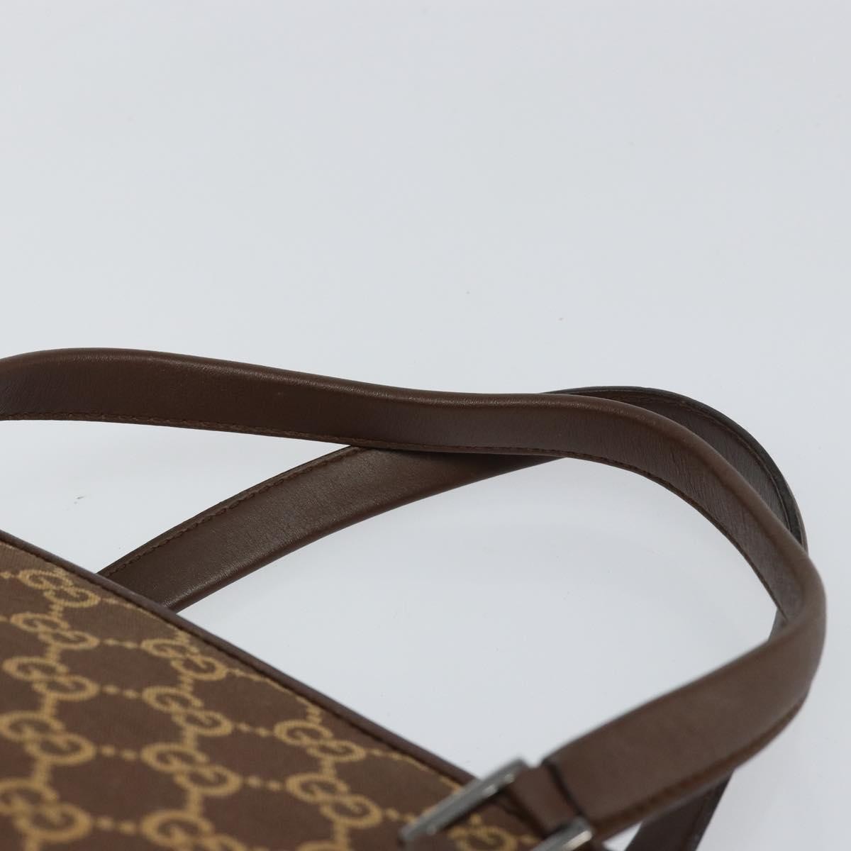 Gucci GUCCI GG Canvas Hand Bag Leather Brown Gold Authentic 149459