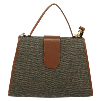 Saint Laurent SAINT LAURENT Hand Bag Coated Canvas 2way Khaki Gold Authentic bs34511