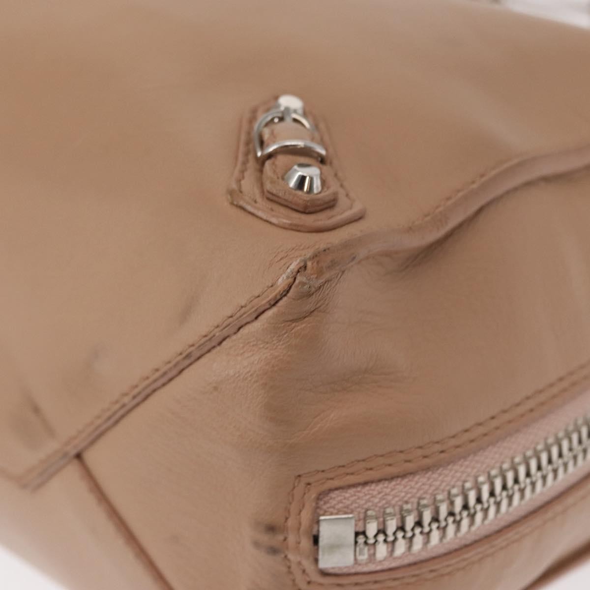 Balenciaga BALENCIAGA The Paper A6 Hand Bag Leather 2way Beige Silver 370926 Authentic 149646