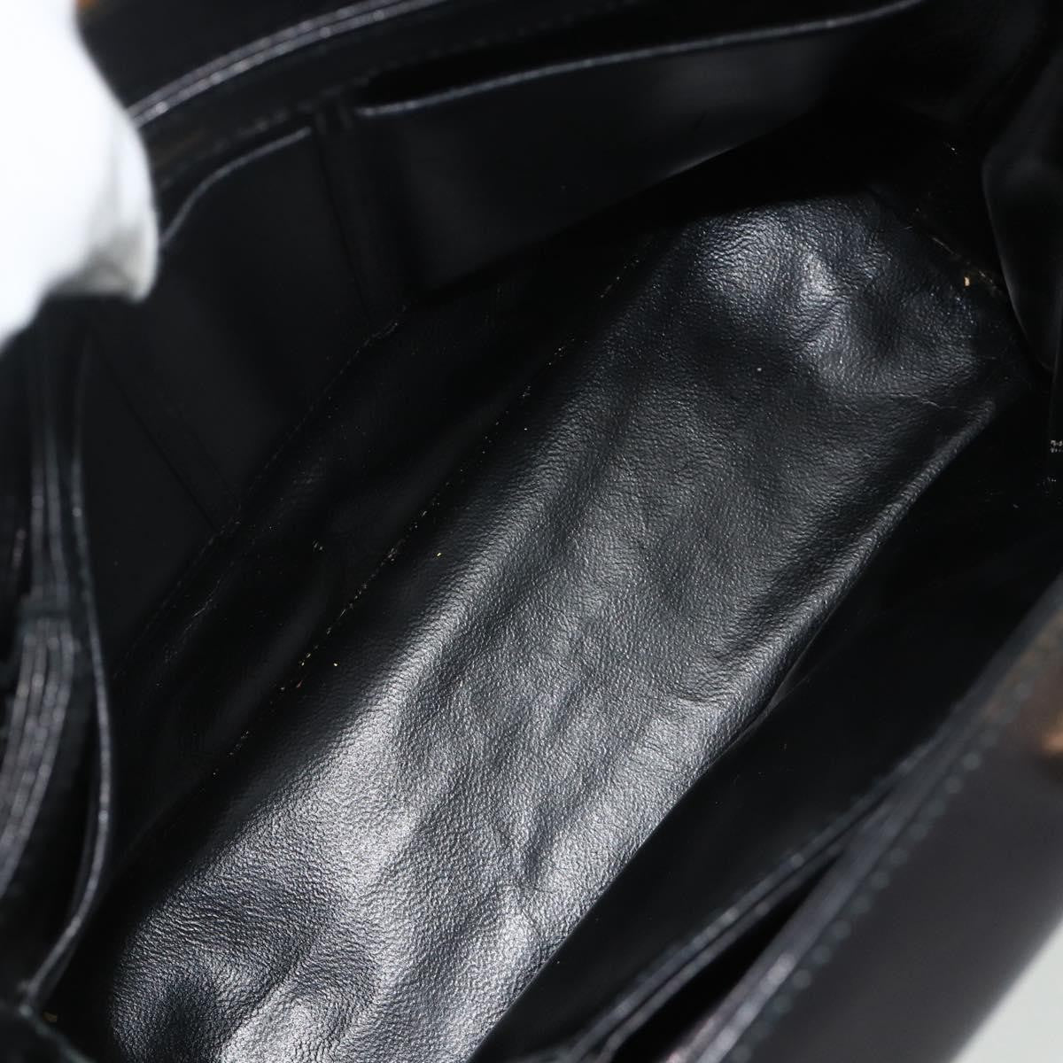 Gucci GUCCI Hand Bag Leather Black Gold Authentic ka4348