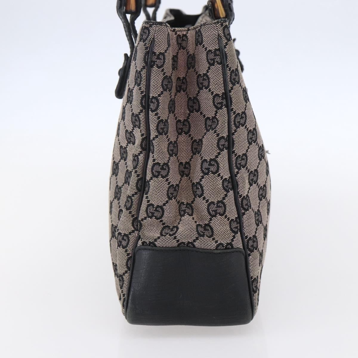 Gucci GUCCI GG Canvas Bamboo Tote Bag Navy 112526 Authentic 154654