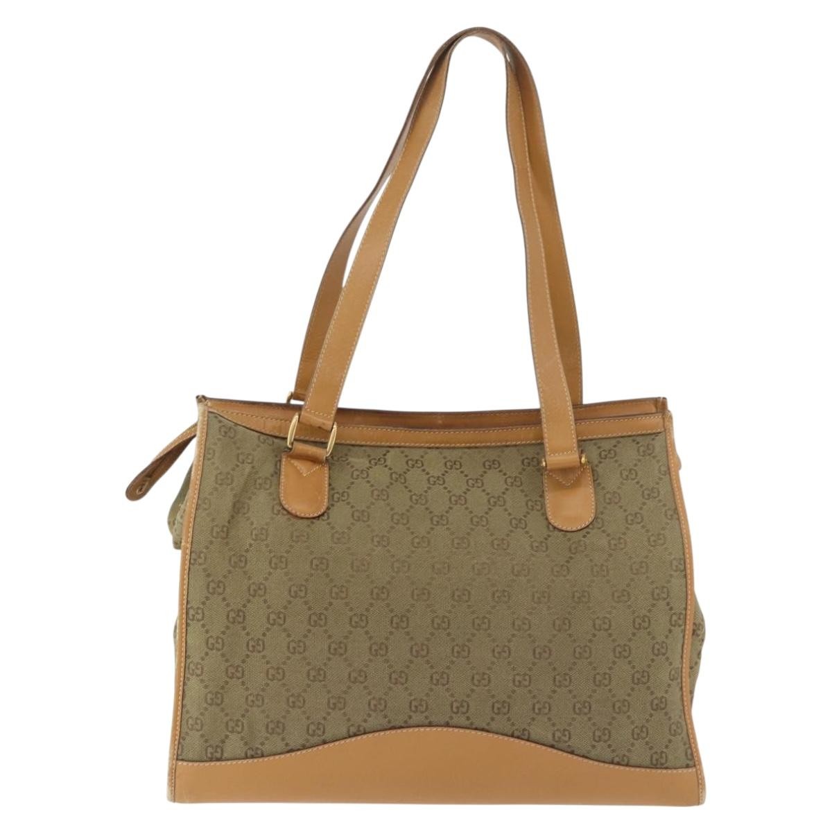 Gucci GUCCI GG Canvas Tote Bag Khaki Gold Authentic 178301