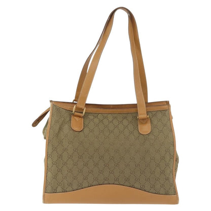 Gucci GUCCI GG Canvas Tote Bag Khaki Gold Authentic 178301