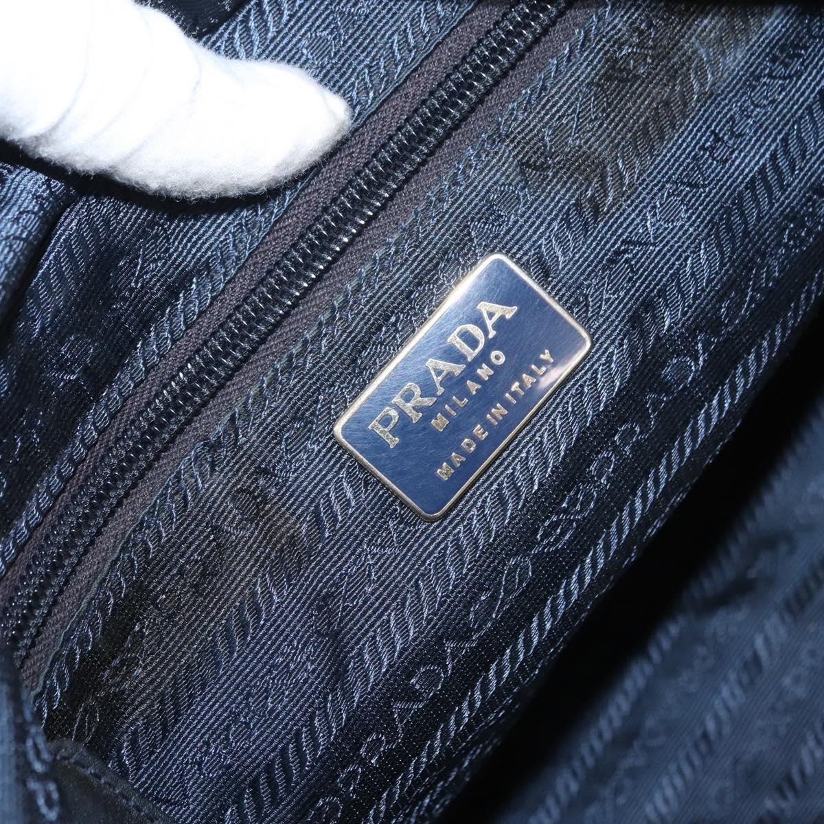 Prada PRADA Chain Shoulder Bag Nylon Navy Gold Authentic ka893