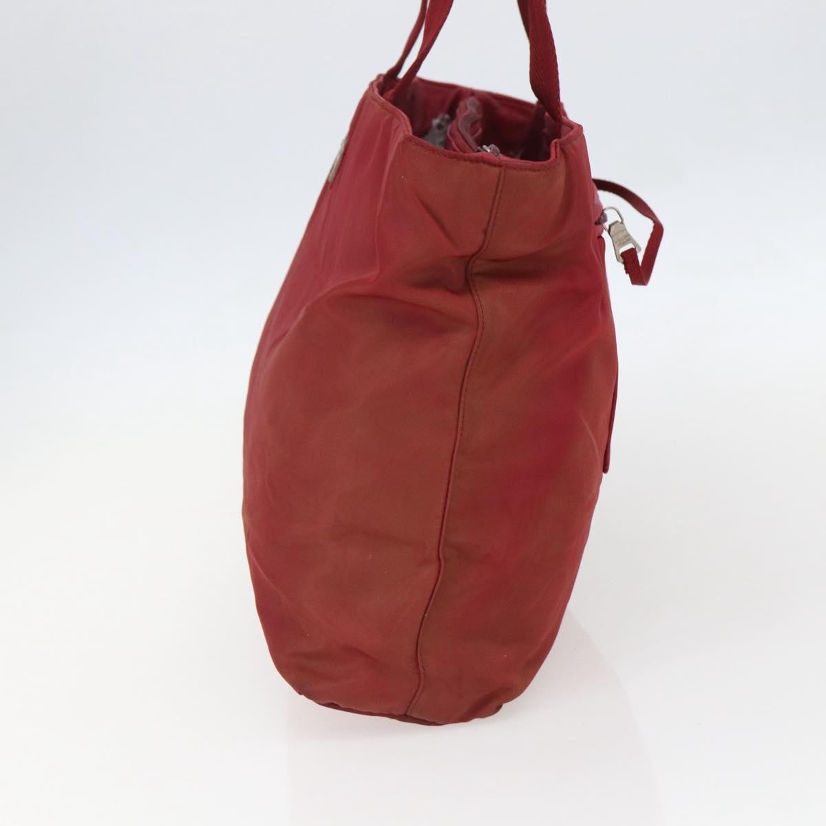 Prada PRADA Tote Bag Nylon Red Silver Authentic 156926