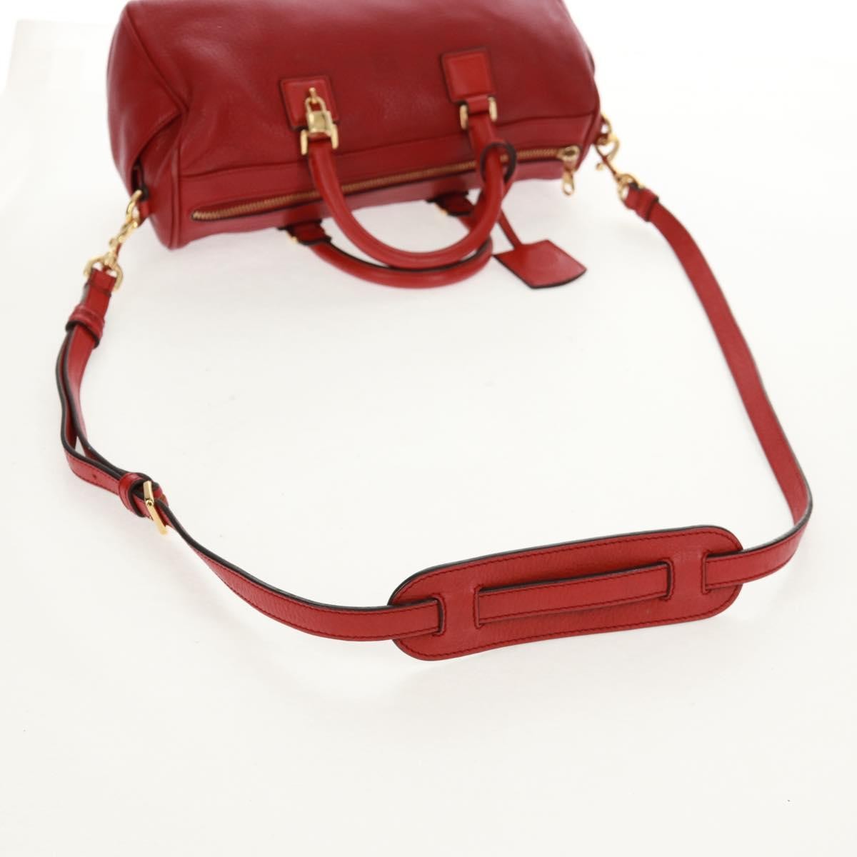 Loewe LOEWE Hand Bag Leather 2way Red Gold Authentic 160175