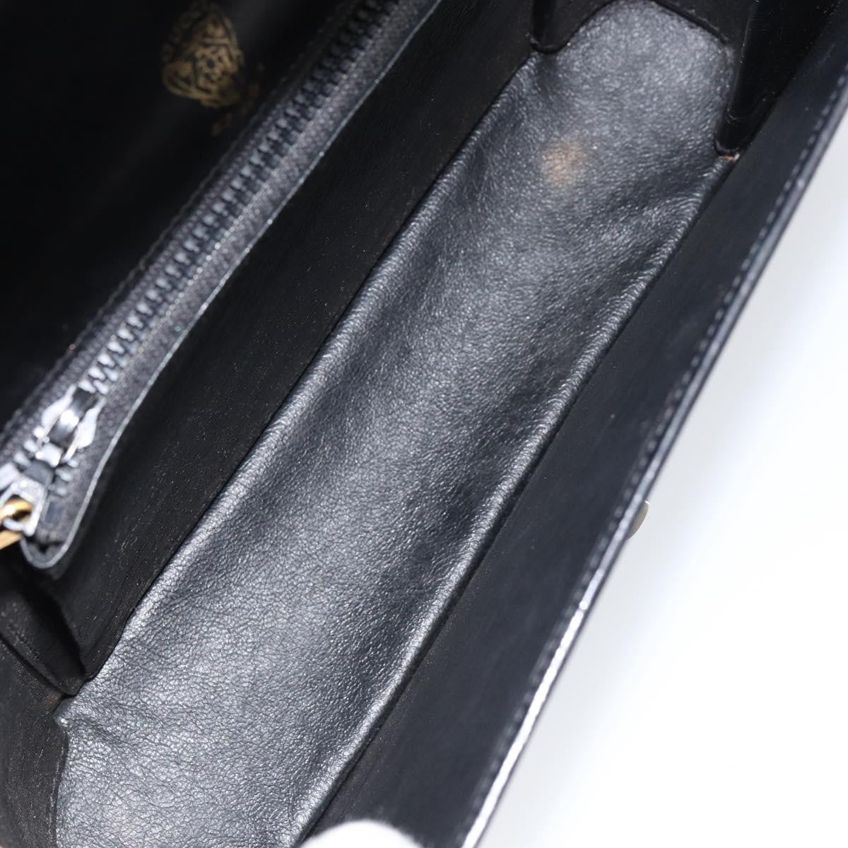 Gucci GUCCI Web Sherry Line Shoulder Bag Leather Black Gold Authentic SW1764
