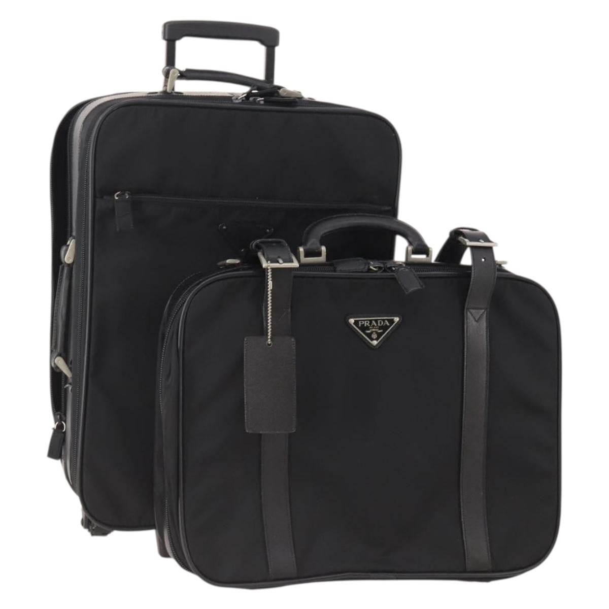 Prada PRADA Trunk Nylon 2 Set Black Authentic 174973 Bag