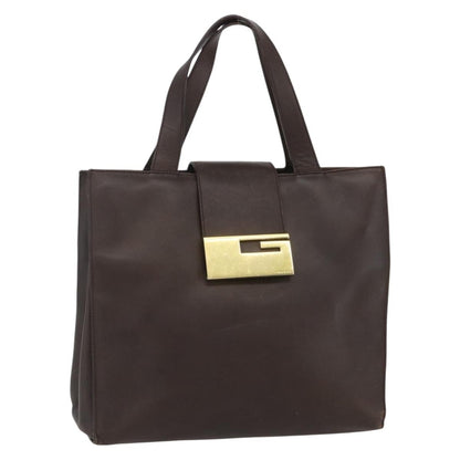 Gucci GUCCI Hand Bag Leather Brown Gold 002 0347 Authentic 151640