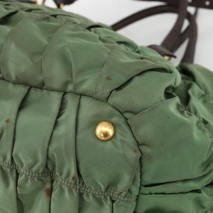 Prada PRADA Hand Bag Nylon 2way Green Gold Authentic YKZ1101