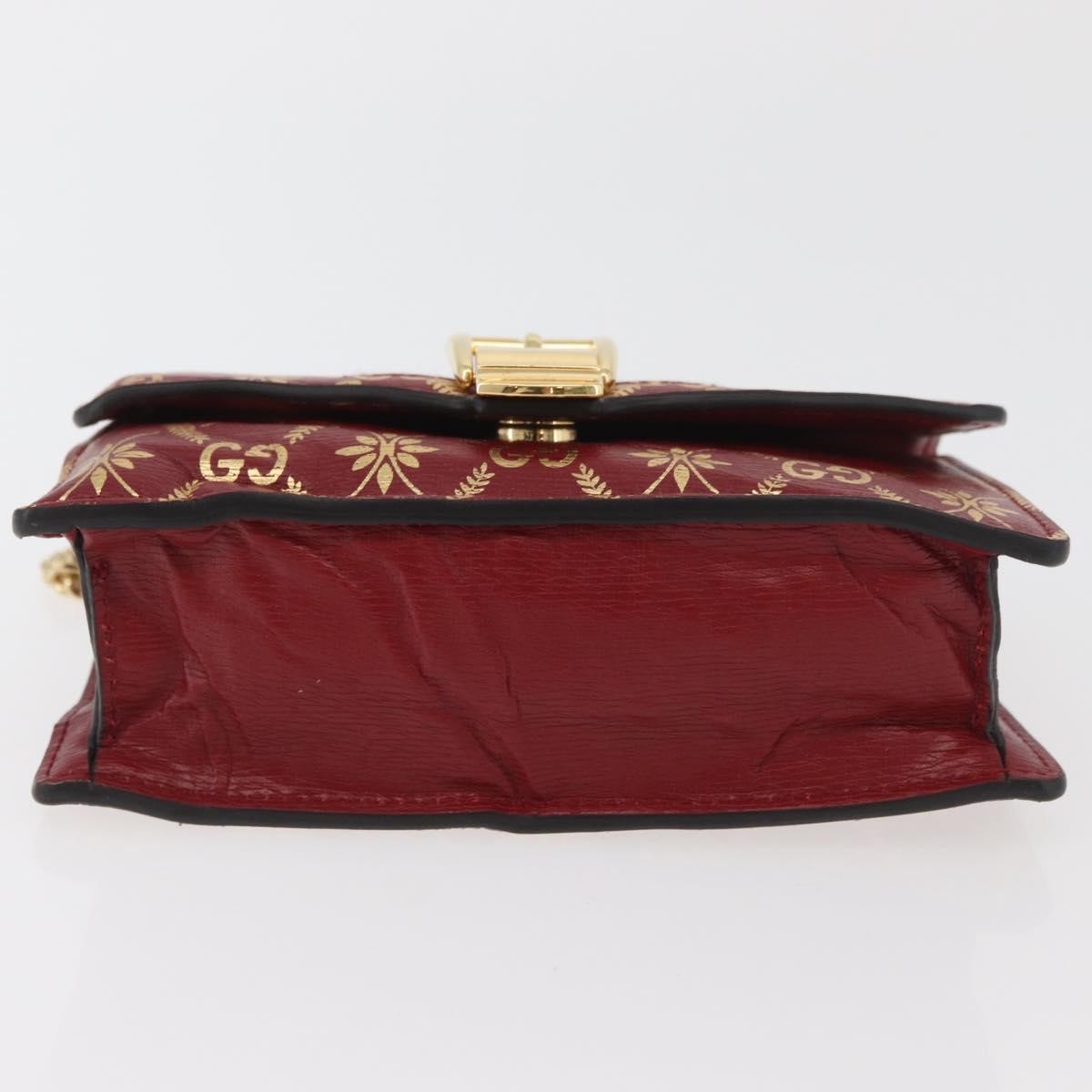 Gucci GUCCI GG Canvas Sylvie Sherry Line Chain Bag Leather Red 494646 Authentic BAZ806A