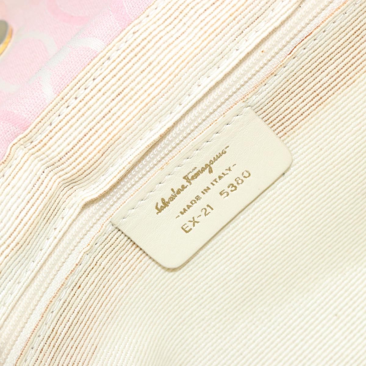 Salvatore Ferragamo Salvatore Ferragamo Gancini Shoulder Bag Canvas Pink Gold Authentic BA12412