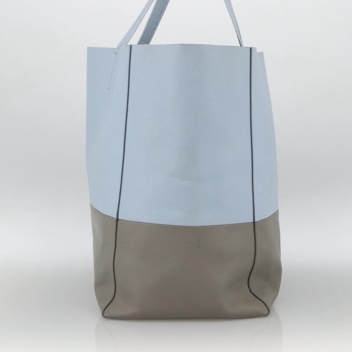 Celine CELINE Horizontalkava Tote Bag Leather Light Blue Silver Authentic BA10939