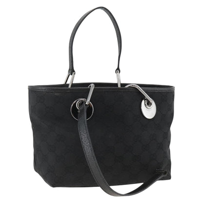 Gucci GUCCI GG Canvas Hand Bag Black Silver 120844 Authentic BA11644