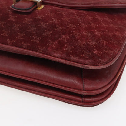 Celine CELINE Macadam Canvas Shoulder Bag Suede Bordeaux Gold Authentic BA7684