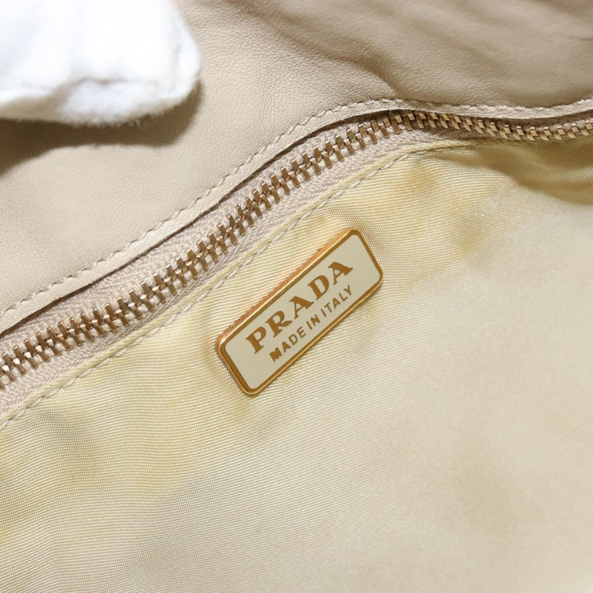 Prada PRADA Shoulder Bag Nylon Beige Gold Authentic LNZ823