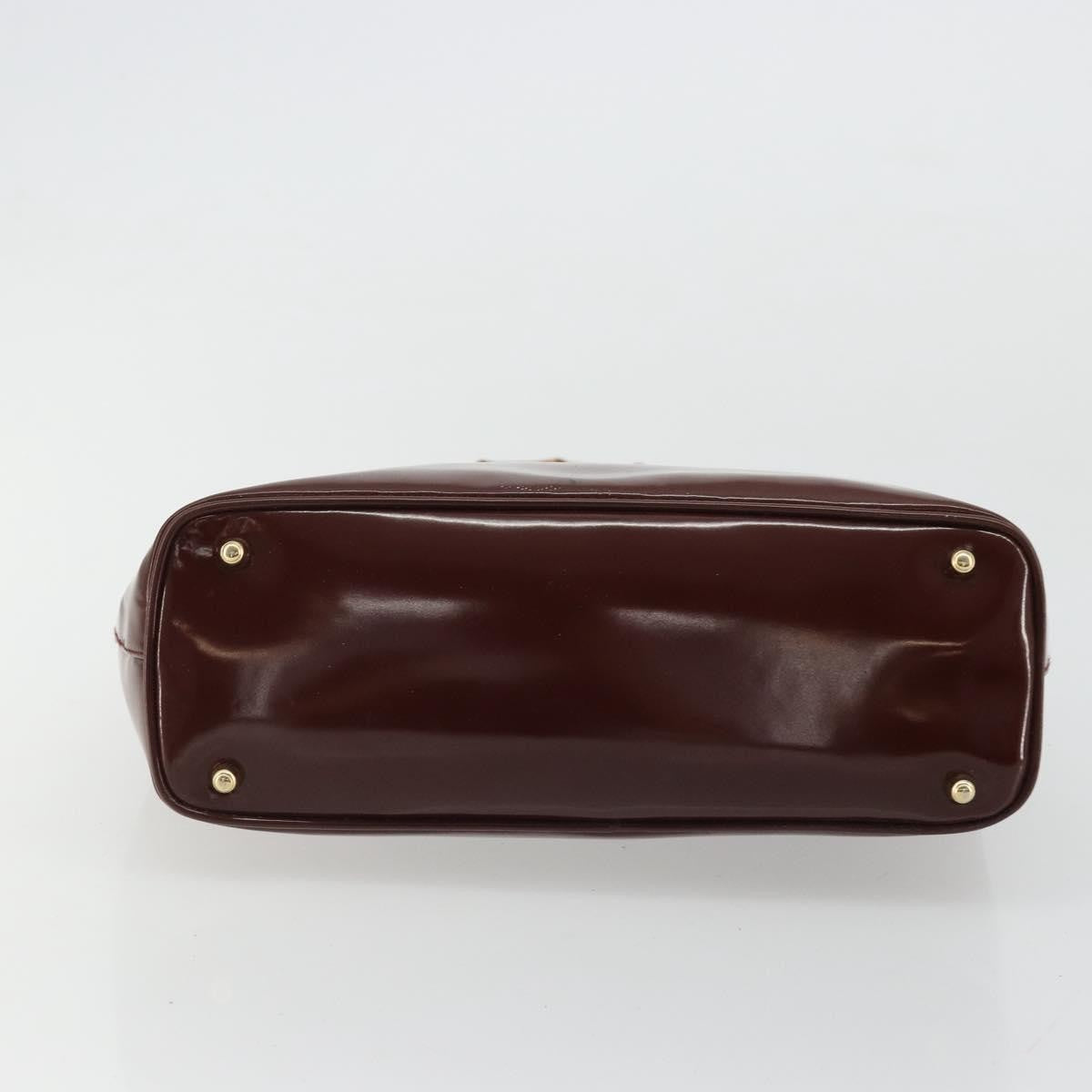 Gucci GUCCI Bamboo Hand Bag Patent leather Brown Gold 000 781 0295 Authentic 175307