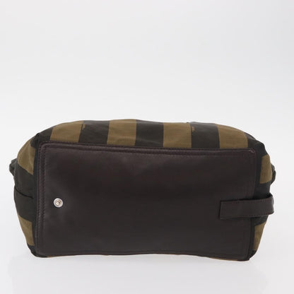 Fendi FENDI Pecan Canvas Hand Bag Black Brown Authentic ep11974