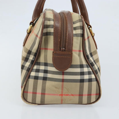 Burberry BURBERRY Nova Check Hand Bag Canvas Gold Beige Authentic bs33928
