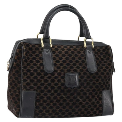 Celine CELINE Macadam Canvas Hand Bag Suede Black Gold Authentic ep11623