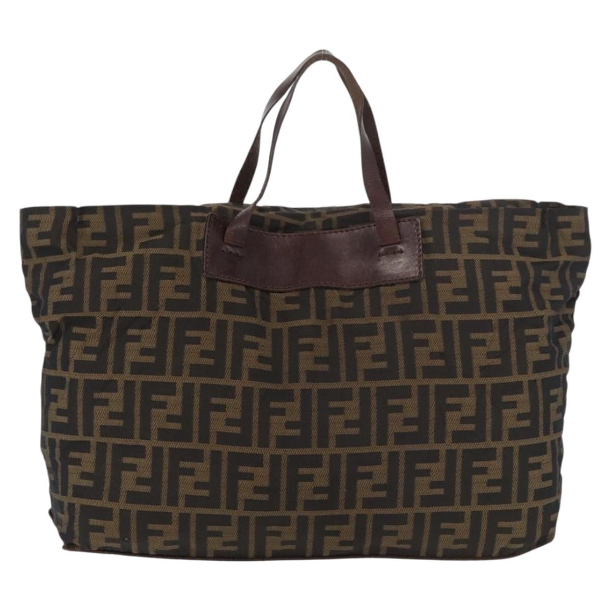 Fendi FENDI Zucca Canvas Tote Bag Brown Black Authentic 176601