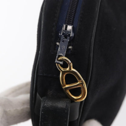 Dior Christian Dior Shoulder Bag Suede Black Gold Authentic 157242