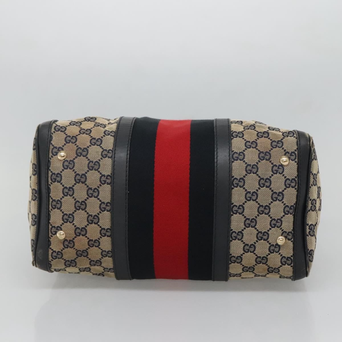 Gucci GUCCI GG Canvas Sherry Line Hand Bag PVC Navy Gold 247205 Authentic 131724