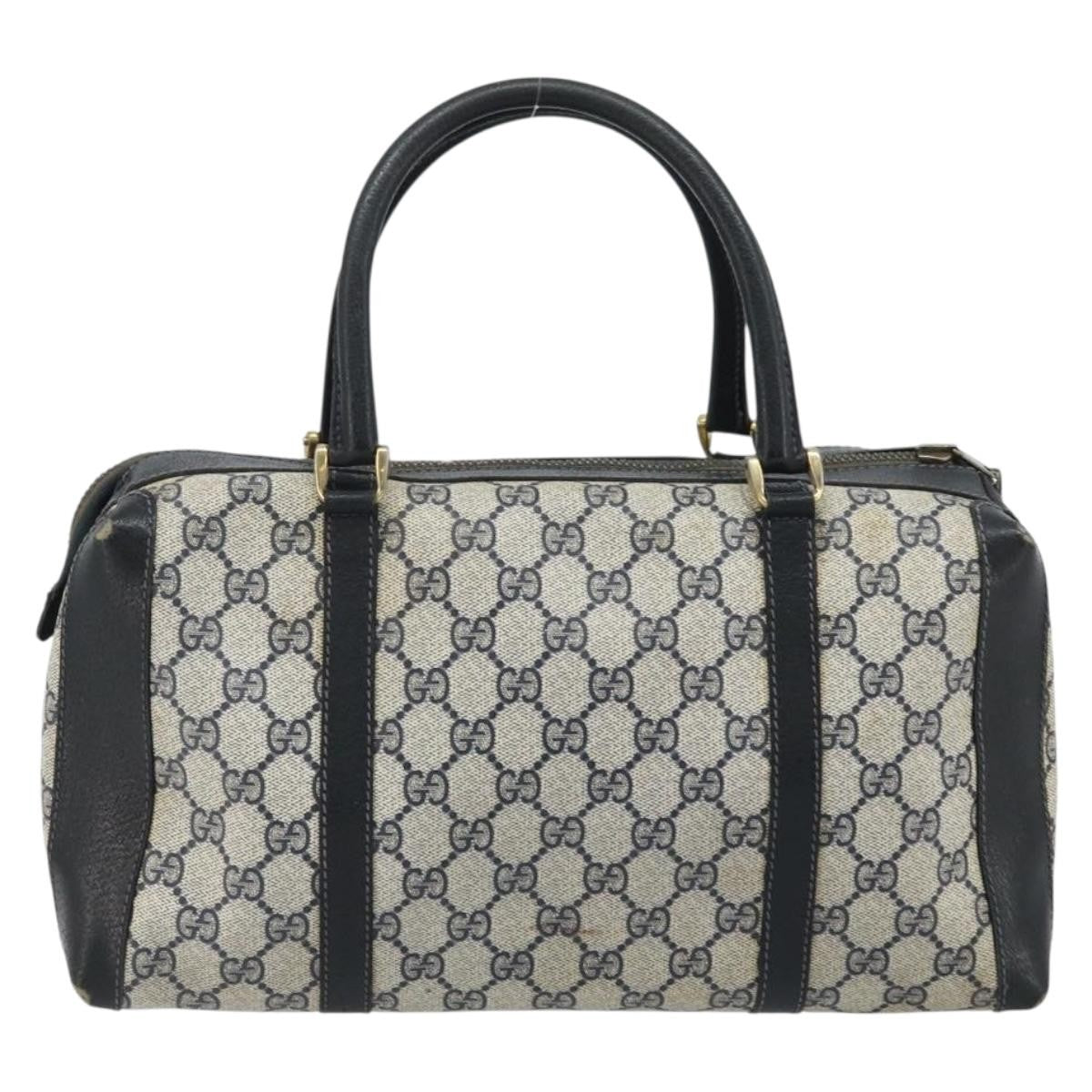 Gucci GUCCI GG Supreme Hand Bag PVC Navy Gold Authentic YKZ165